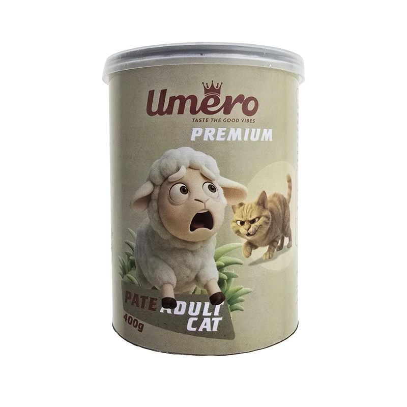 کنسرو غذای گربه بالغ اومرو مدل PATE ADULT CAT طعم بره وزن 400 گرم